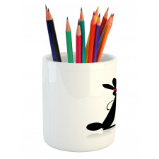 Couple Rabbits Bow Tie Pencil Pen Holder