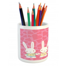 Couple Bunnies in Romance Pencil Pen Holder