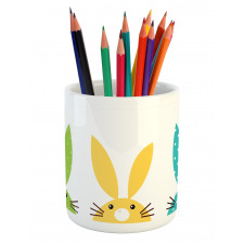 Colorful Half Face Rabbit Pencil Pen Holder