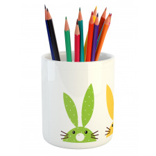 Colorful Half Face Rabbit Pencil Pen Holder