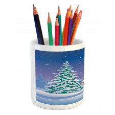 Vertical Cartoon Snowy Path Pencil Pen Holder