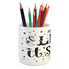 Monochrome Let it Snow Art Pencil Pen Holder