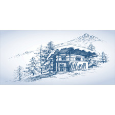 Sketch of Ski Hut Resort Pencil Pen Holder