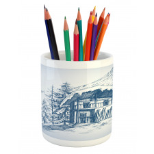 Sketch of Ski Hut Resort Pencil Pen Holder