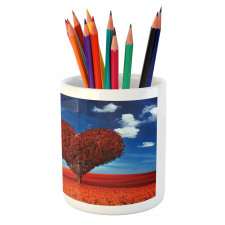 Heart Shaped Tree Scene Pencil Pen Holder