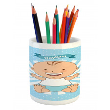 Happy Boy on Stripes Pencil Pen Holder