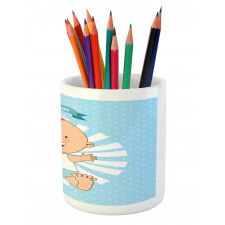 Happy Boy on Stripes Pencil Pen Holder