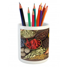 Top View of Herbs Flavors Pencil Pen Holder