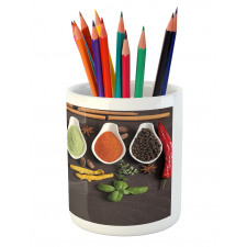 Folk Food Top View of Tastes Pencil Pen Holder