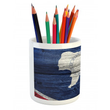 Equality State Flag Wooden Pencil Pen Holder