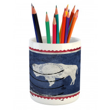 Old Postage Stamp Like Flag Pencil Pen Holder