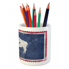 Old Postage Stamp Like Flag Pencil Pen Holder