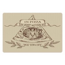 Cat Face in Pizza We Trust Pet Mat