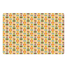 Foods in Vivid Squares Pet Mat