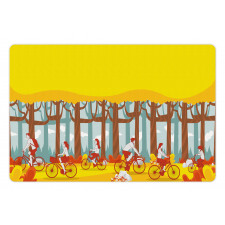 Riding Bicycles in Woodland Pet Mat