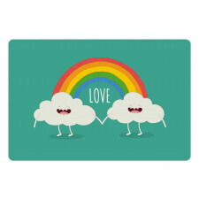 Love Wording Happy Clouds Pet Mat