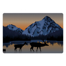 Mountain Deer by the Lake Pet Mat