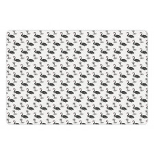 Black Aquatic Birds Lotus Pet Mat