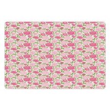 Simplistic Romantic Flowers Pet Mat