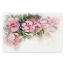 Watercolor Romantic Flowers Pet Mat