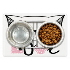 Kitten Face and Love Typography Pet Mat