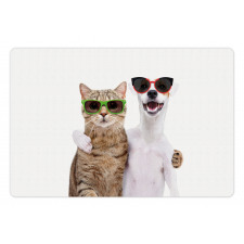 Cat and Dog in Sunglasses Pet Mat