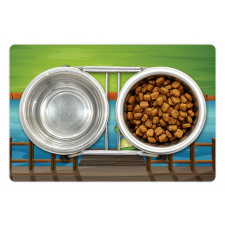 Cartoon Style River Scene Pet Mat