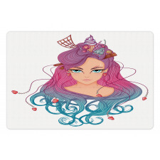 Colorful Hair Girl Pet Mat