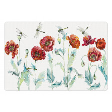 Watercolor Poppies Pet Mat