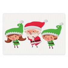 Young Girl and Boy Santa Claus Pet Mat