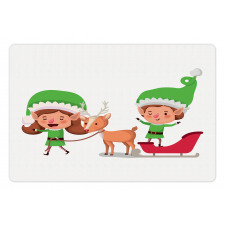 Elves and Reindeer on Sleigh Pet Mat