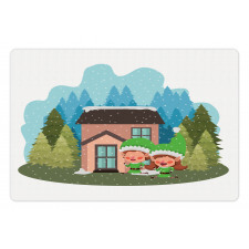 2 Dwarfs House in Winter Time Pet Mat