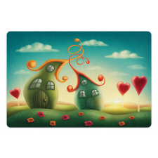 Heart Shaped Trees Red Pet Mat