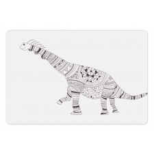 Monochrome Zentangle Dinosaur Pet Mat