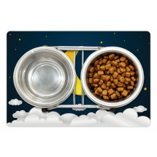 Half Moon Clouds and Stars Pet Mat