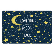 Romantic Typography Moon Star Pet Mat