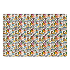 Colorful Animals Initials Pet Mat