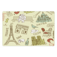 Paris Theme Elements Pet Mat