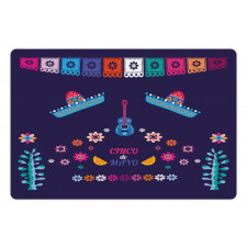 Guitar Hat Flowers Pet Mat