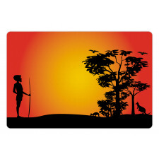 Hunting Man and Tree Pet Mat