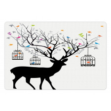 Deer Colorful Birds Pet Mat