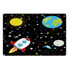 Stars Earth Moon Rocket Pet Mat