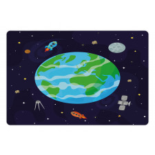 Celestial Cartoon Earth Pet Mat