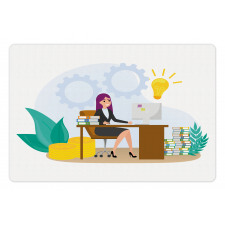 Woman Sitting at the Desk Pet Mat