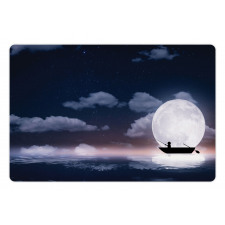 Fisherman in Boat Night Pet Mat