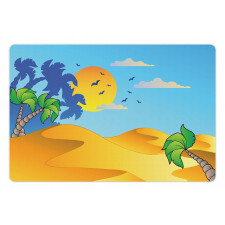 Cartoon Desert Landscape Palms Pet Mat