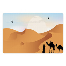 Camels and Man Silhouette Art Pet Mat