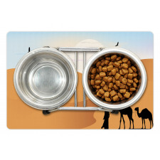 Camels and Man Silhouette Art Pet Mat