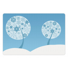 Round Snowflake Trees Pet Mat