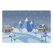 Wintry Outdoors Houses Pet Mat